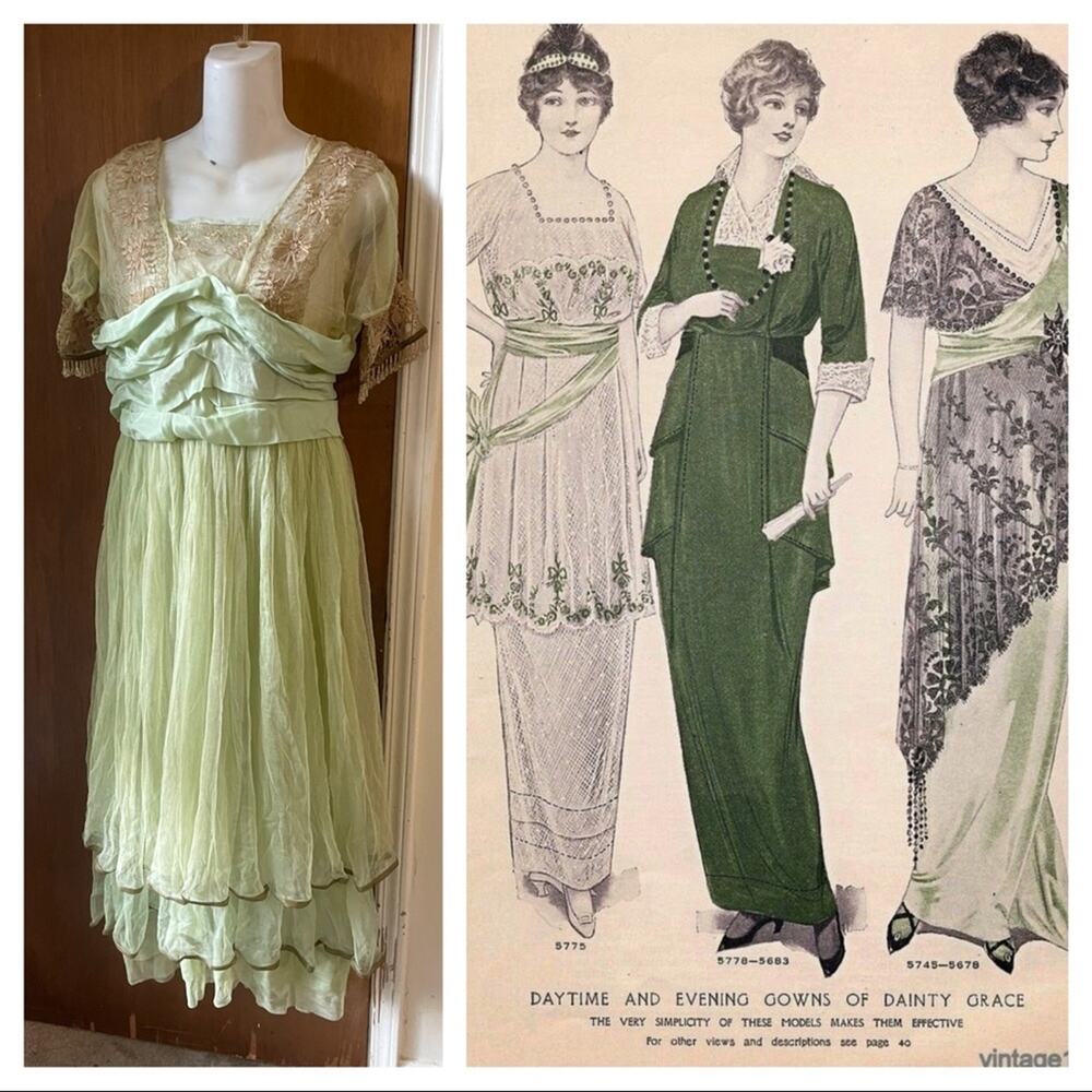 Vtg Edwardian evening dress 1915